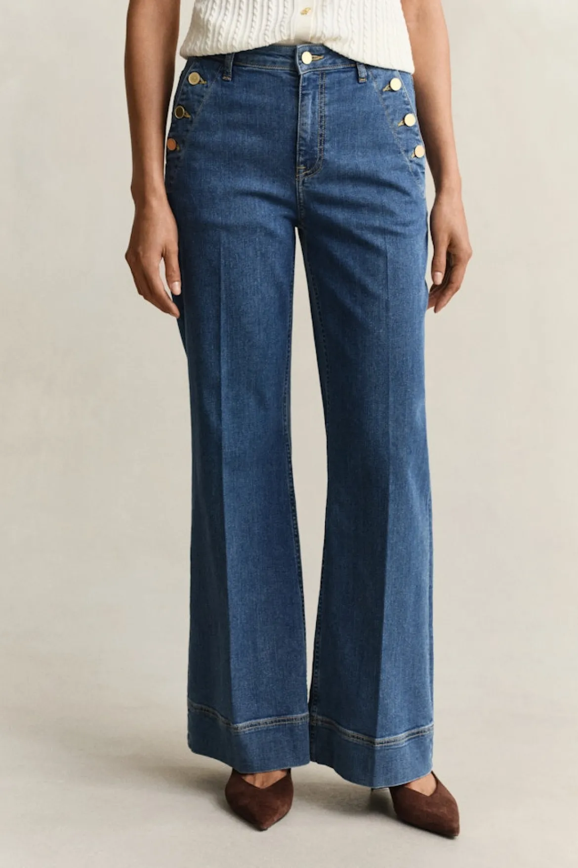 Gant naisten farkut Flare Nautical Jeans, sininen indigo