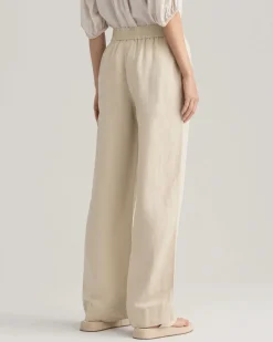 Gant naisten housut Linen Viscose Pull-On Pants, vaalea beige