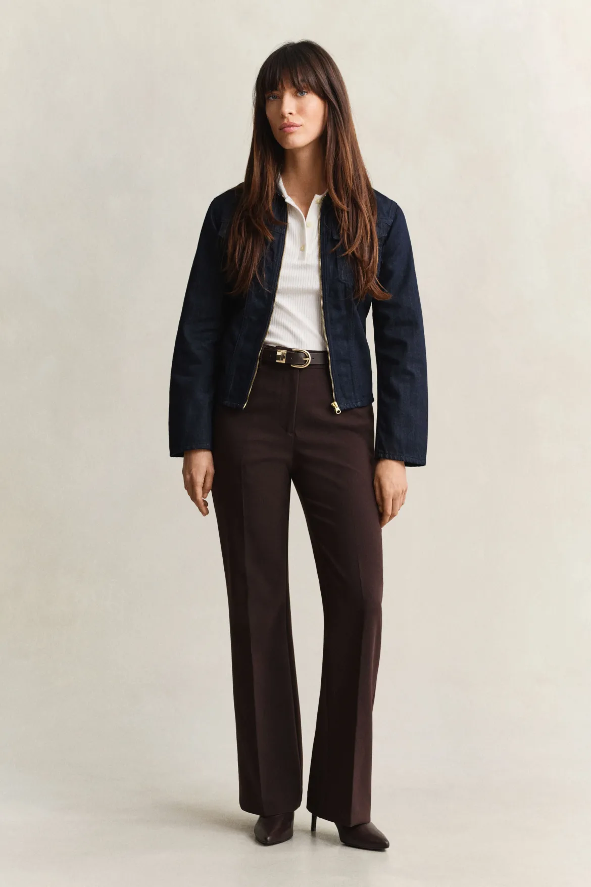 Gant naisten housut Slim Flare Slack, tummanruskea