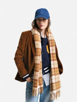 Gant naisten huivi Checked Wool Scarf, beige ruutu