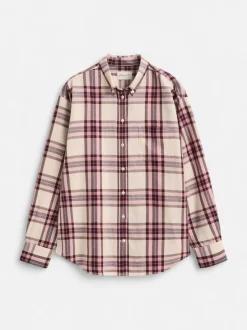 Gant naisten kauluspaita Relaxed Checked Flannel BD Shirt, vaaleanpunainen ruutu