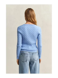 Gant naisten neulepusero Strech Cotton Cable V-Neck, sininen