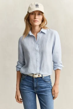 Gant naisten paitapusero Regular Fit Linen Shirt, Vaaleansininen