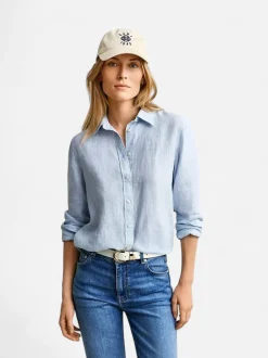 Gant naisten paitapusero Regular Fit Linen Shirt, Vaaleansininen