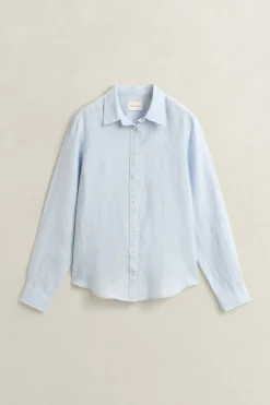 Gant naisten paitapusero Regular Fit Linen Shirt, Vaaleansininen