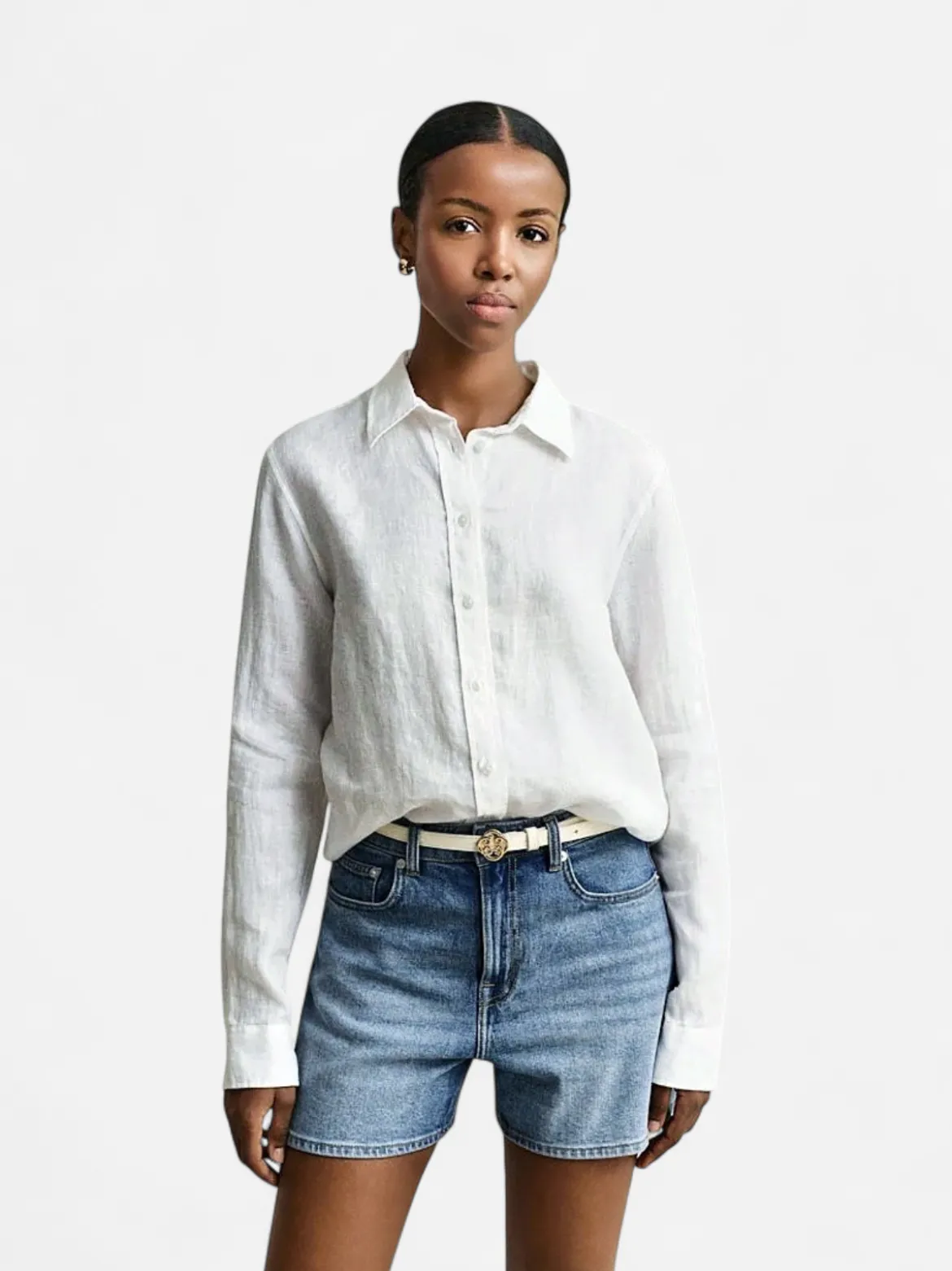 Gant naisten paitapusero Regular Fit Linen Shirt, valkoinen