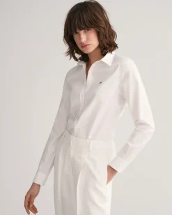 Gant naisten paitapusero, SLIM STRETCH OXFORD SHIRT Valkoinen