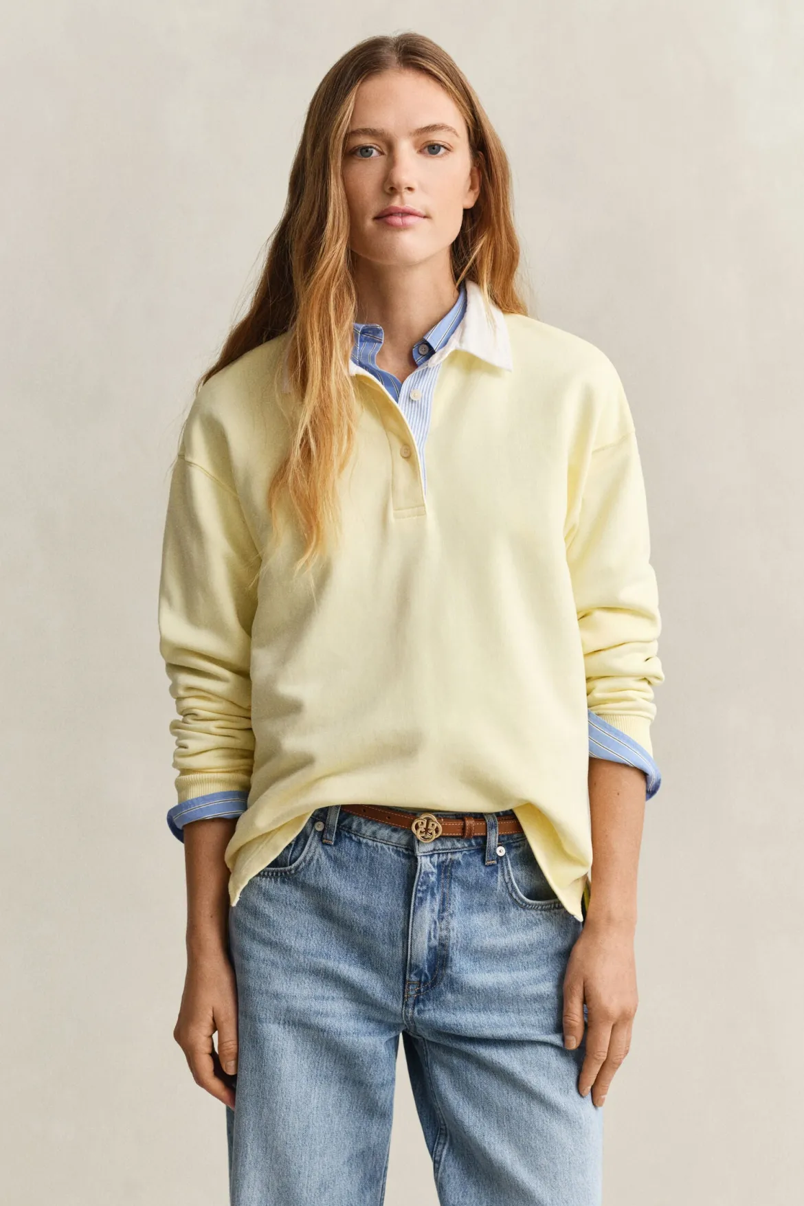 Gant naisten paita Rugger Sweatshirt, sitruunankeltainen