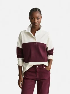 Gant naisten pikeepaita Color Blocked Heavy Rugger, raidallinen luumu