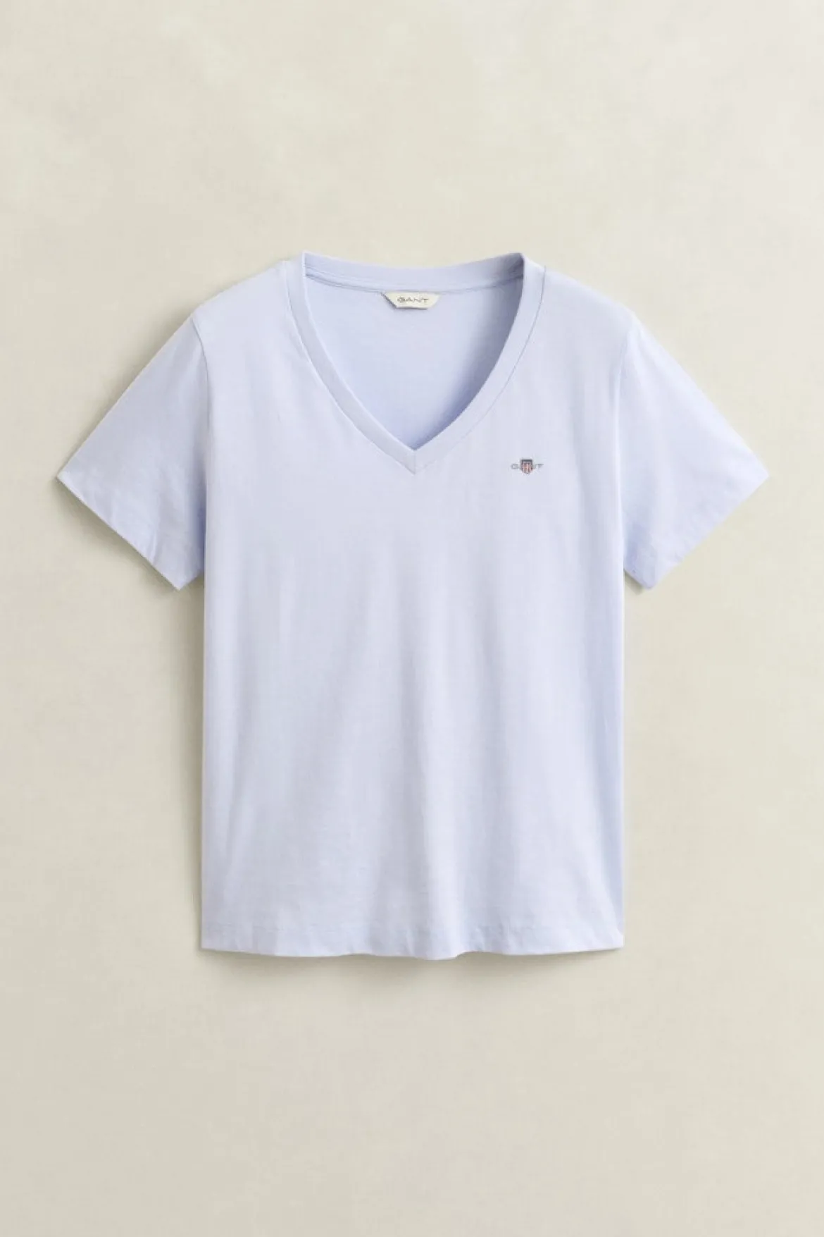Gant Naisten T-paita Shield SS V-Neck, Vaaleansininen