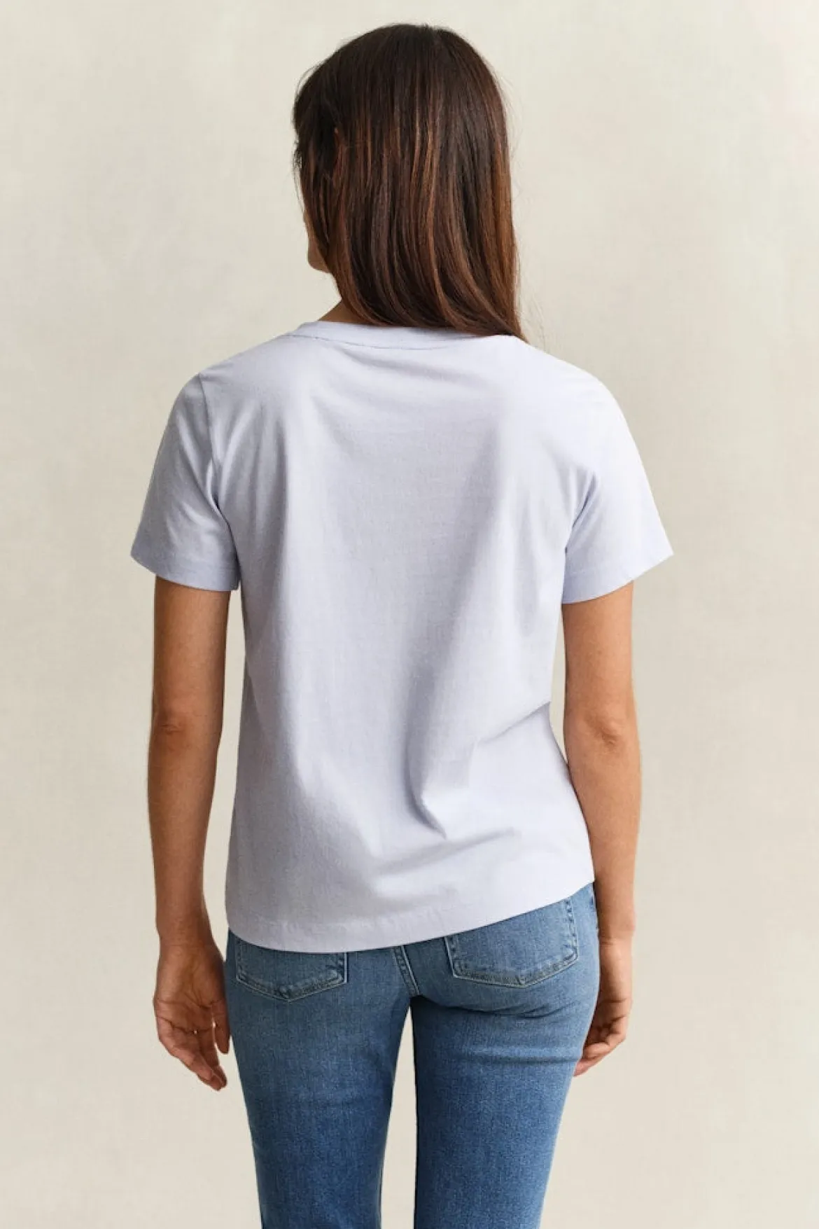 Gant Naisten T-paita Shield SS V-Neck, Vaaleansininen