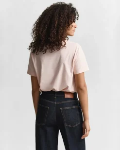 Gant naisten t-paita Shield V-Neck, Vaaleanpunainen