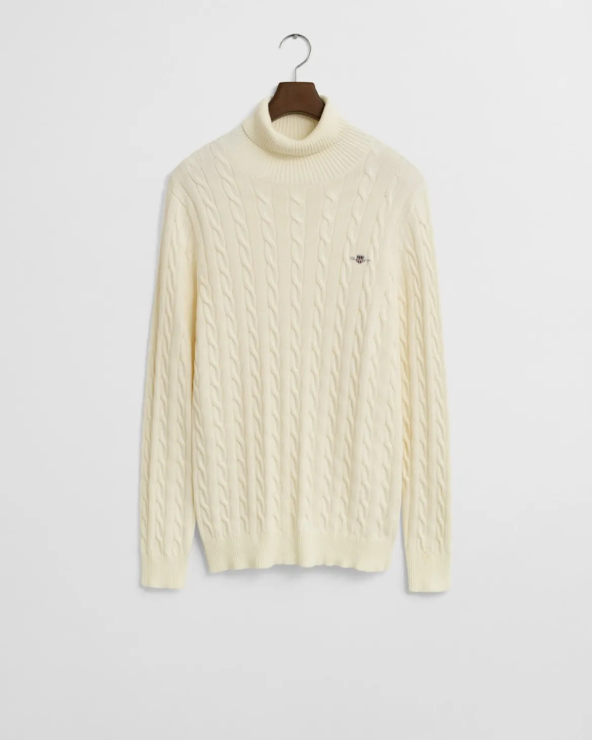 Gant neule, COTTON CABLE TURTLE NECK Luonnonvalkoinen