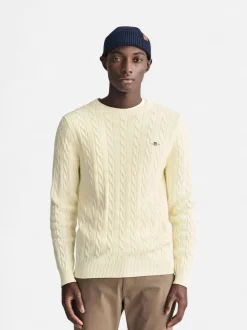 Gant neule, COTTON CABLE Valkoinen
