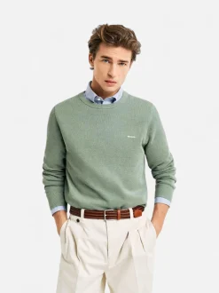 Gant neule, COTTON PIQUE C-NECK Vihreä