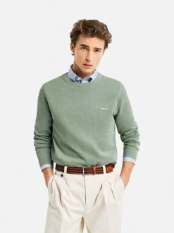 Gant neule, COTTON PIQUE C-NECK Vihreä