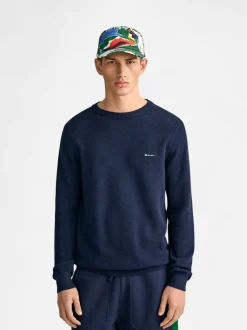 Gant neule, COTTON PIQUE C-NECK Tummansininen