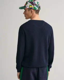 Gant neule, COTTON PIQUE C-NECK Tummansininen