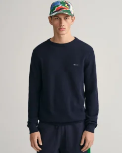 Gant neule, COTTON PIQUE C-NECK Tummansininen