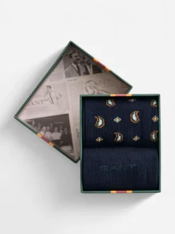 Gant sukat PAISLEY SOCKS 2-PACK GIFT BOX, tummansininen