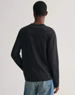 Gant t-paita, REG T LS T-SHIRT Musta
