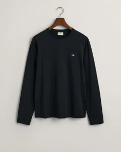 Gant t-paita, REG T LS T-SHIRT Musta