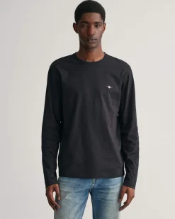Gant t-paita, REG T LS T-SHIRT Musta