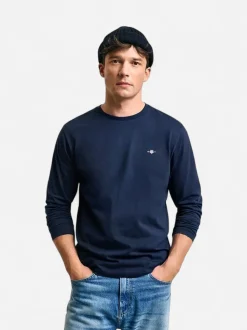 Gant t-paita, REG T LS T-SHIRT Tummansininen