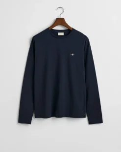Gant t-paita, REG T LS T-SHIRT Tummansininen