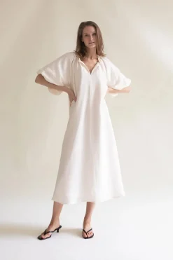 Gauhar mekko Balloon Sleeve Dress, luonnonvalkoinen