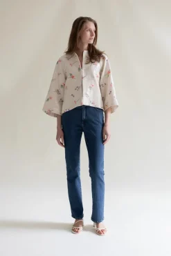 Gauhar naisten jakku Maria Jacket Floral, valkopohjainen kuosi