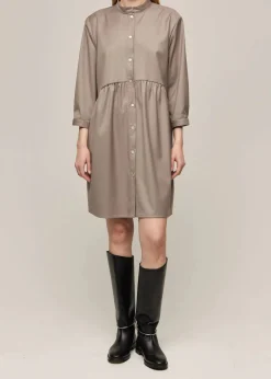 Gauhar naisten mekko, SHIRT DRESS OYSTER Ruskeanharmaa