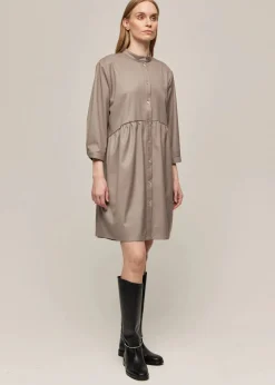 Gauhar naisten mekko, SHIRT DRESS OYSTER Ruskeanharmaa