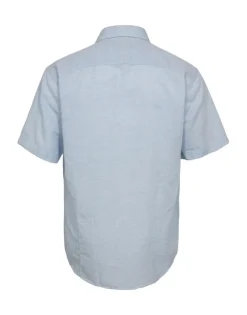 Gino marcello miesten lyhythihainen kauluspaita Linen Cotton SS Shirt, vaaleansininen