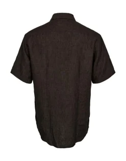 Gino Marcello miesten lyhythihainen kauluspaita Linen Cotton SS Shirt, mustanruskea