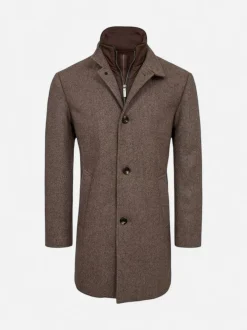 Gino marcello miesten villakangastakki, GINO MARCELLO WOOL COAT Kaakaonruskea