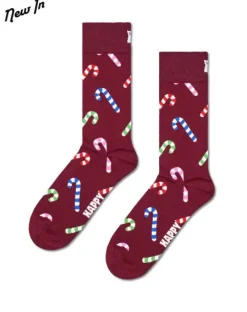 Happy Socks miesten sukat, CANDY CANE SOCK Viininpunainen Kuosi