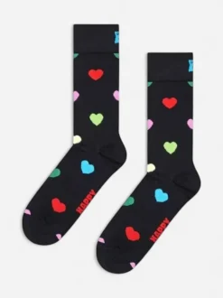 Happy Socks miesten sukat, HEART SOCK Musta Kuosi