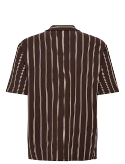 Hugo Boss lyhythihainen kauluspaita C-Lars-Camp-B-262 Cuban Shirt, ruskea kuosillinen
