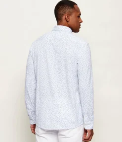 Hugo Boss miesten kauluspaita P-ROAN-K-F-261 Jersey Strech Shirt, valkopohjainen kuosi