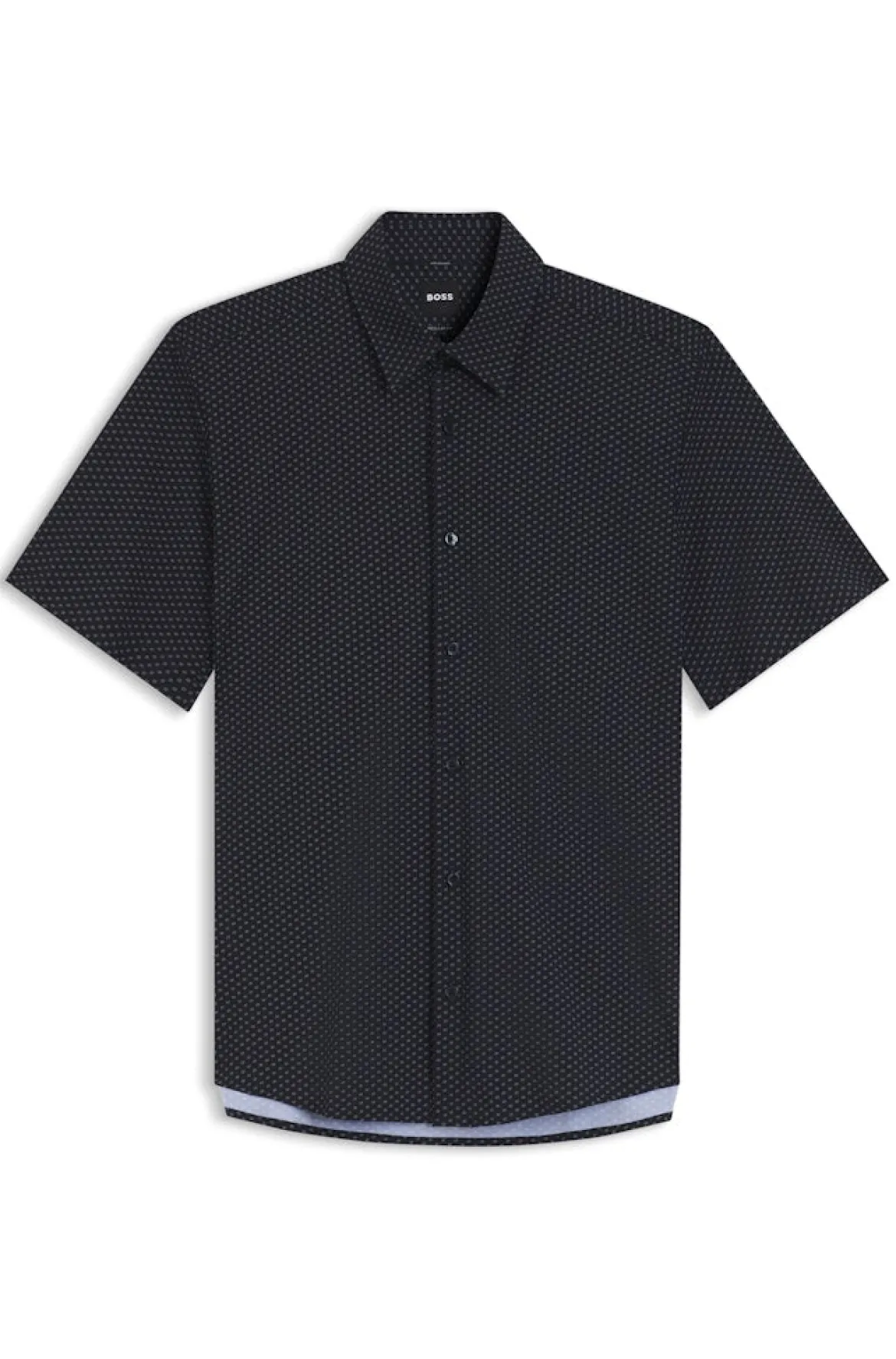 Hugo Boss miesten lyhythihainen kauluspaita P-Liam-K-SH-F-262 Performance Strech, sininen kuosi