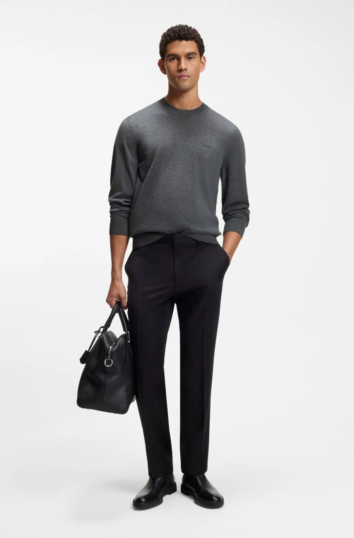 Hugo Boss miesten neulepusero H-Leno-L, keskiharmaa