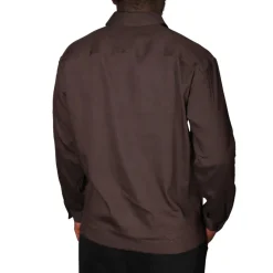 Hugo Boss miesten paitatakki P-CAI-K-2P-261 Linen Overshirt, tummanruskea