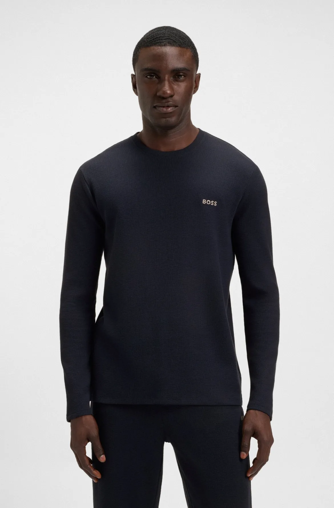 Hugo Boss miesten pyjamapaita WAFFLE LS SHIRT NOS, tummansininen