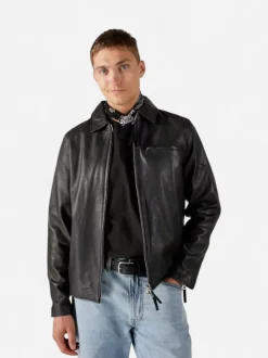 Human Scales miesten nahkatakki Mason Leather Jacket NOS, musta