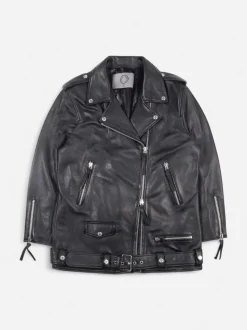 HUMAN SCALES Unisex Oversize Nahkatakki, EMELIE LEATHERJACKET Musta