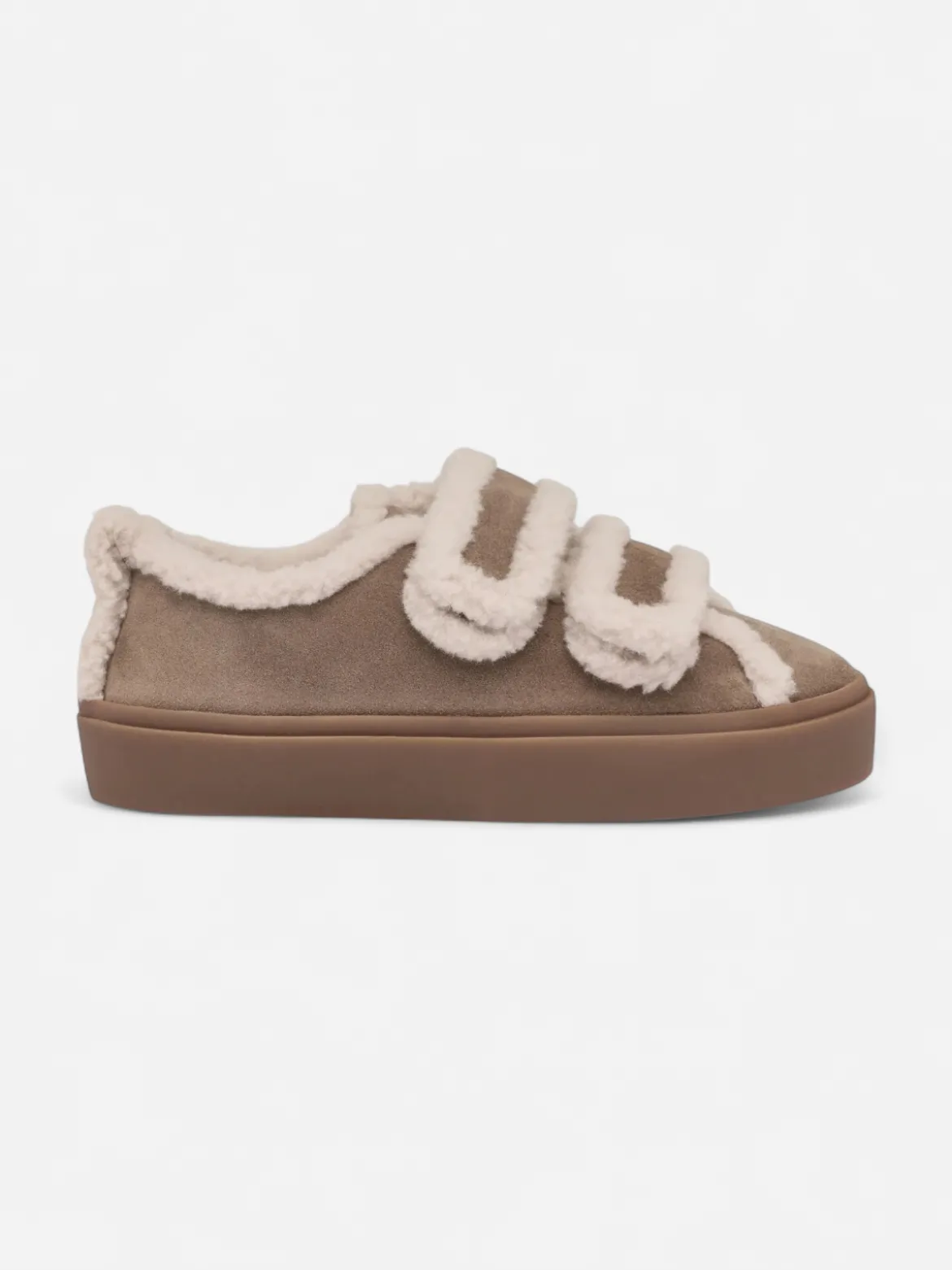 Inuikii naisten tennarit Shearling Low Velcro, ruskeanharmaa
