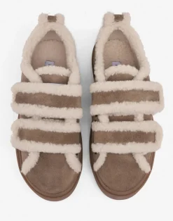Inuikii naisten tennarit Shearling Low Velcro, ruskeanharmaa