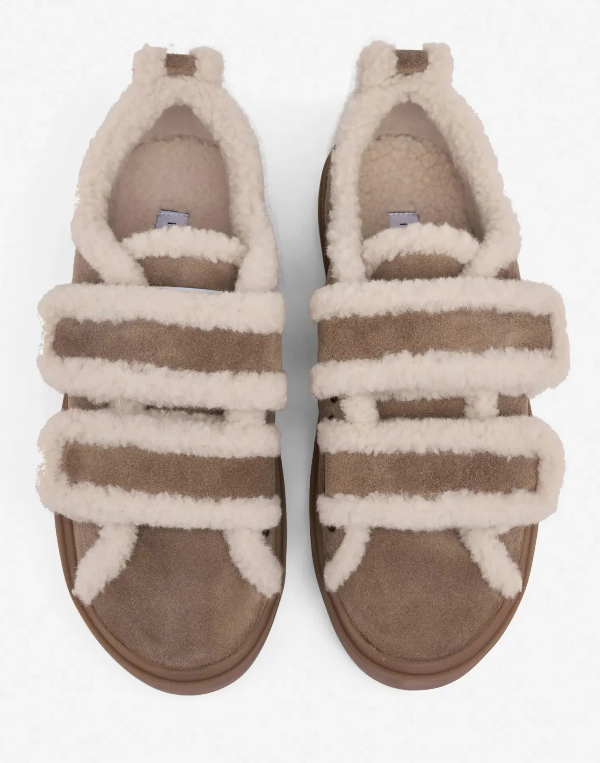 Inuikii naisten tennarit Shearling Low Velcro, ruskeanharmaa