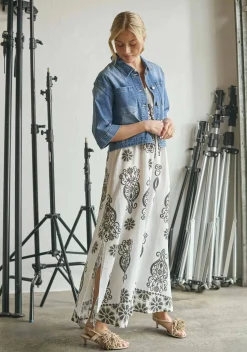 Isay mekko Ane Long Dress, ruskea kuosillinen